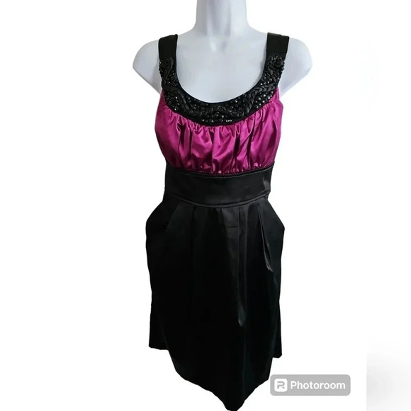 Trixxi  Size 9 Black Purple Sleeveless Rhinestone Cocktail Sexy Prom Y2K Dress - Picture 1 of 6